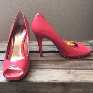 BCBGeneration Coral Patent Peep Toe Heels Sz 7.5